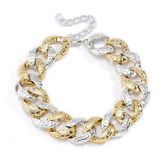 Stylish Gold and Silver Chunky Chain Necklace.